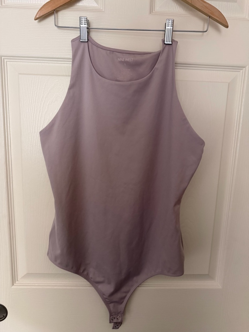 Nine West Dusty Mauve High-Neck Sleeveless Bodysuit
